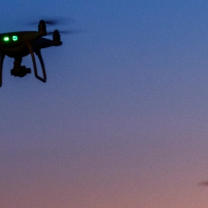 Drone flying in the sky